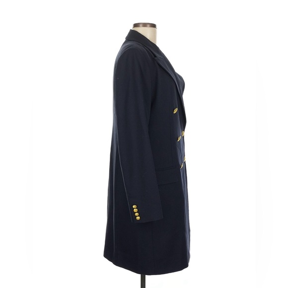 Ralph Lauren Double Breasted Wool Blazer Dress Long Jacket Coat 8 Navy Gold - Picture 8 of 9